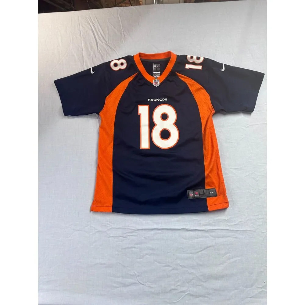 Nike Peyton Manning Denver Broncos #18 Jersey Yth Large (14-16) Blue Orange NFL